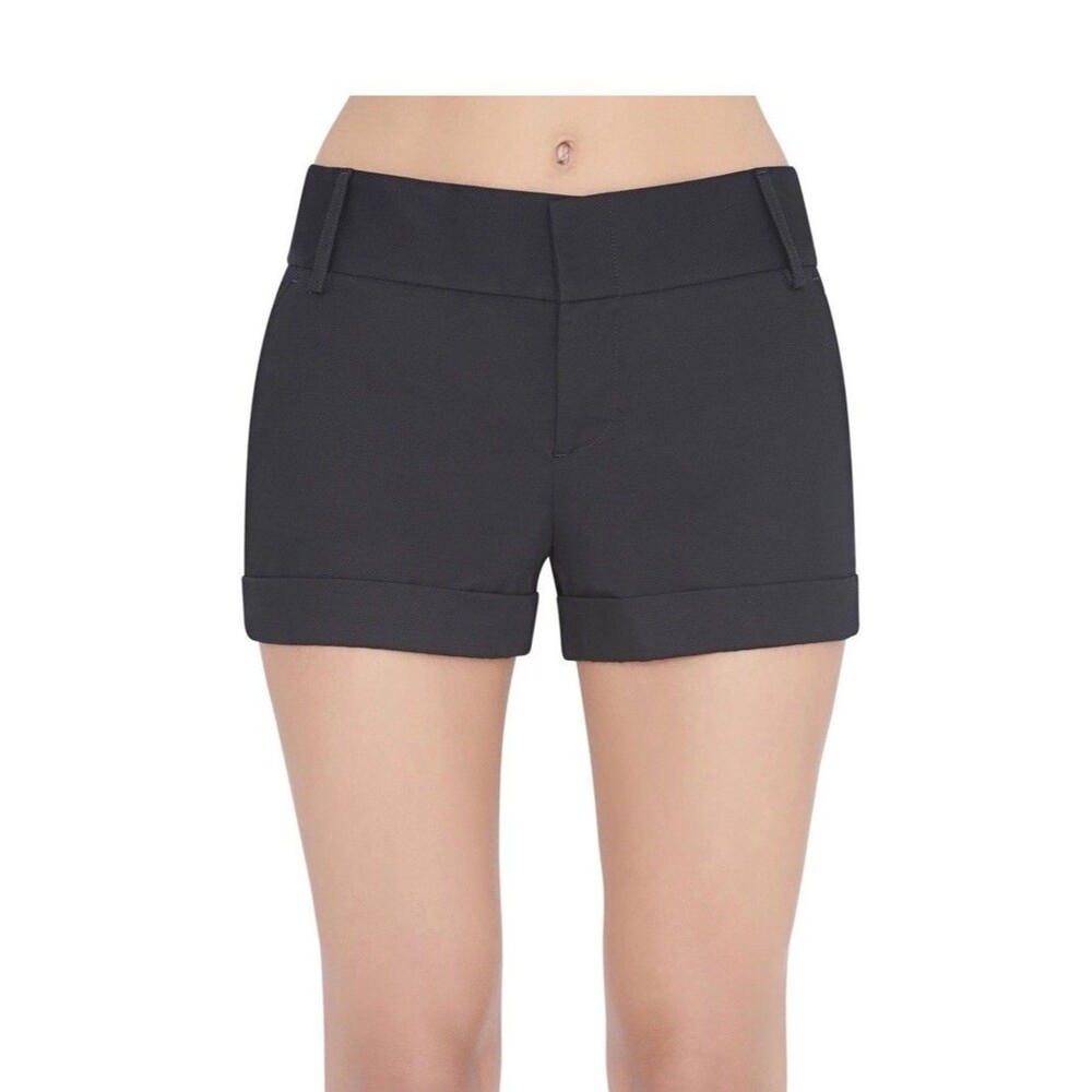 Alice + Olivia Womens Size 10 Cady Cuff Shorts Black Cotton